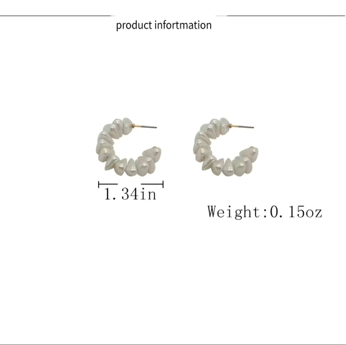 C Shaped Faux Pearl Earrings