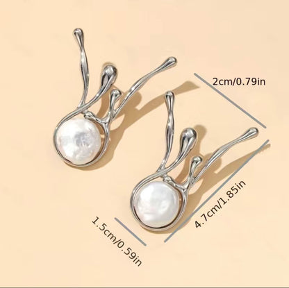 Abstract Faux Pearl Earrings