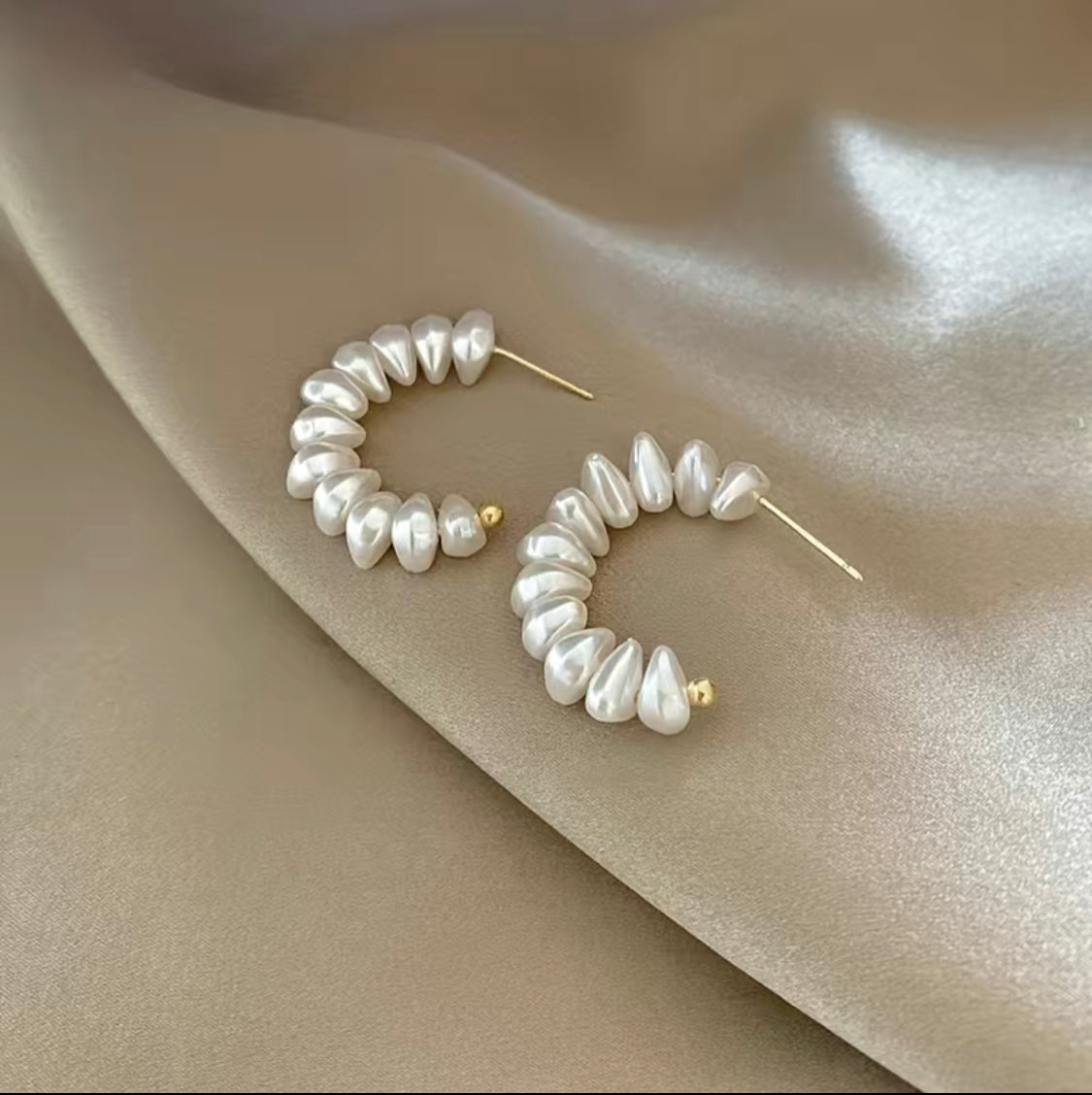 C Shaped Faux Pearl Earrings