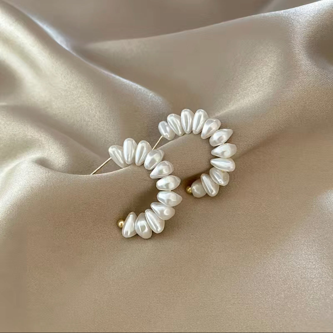 C Shaped Faux Pearl Earrings