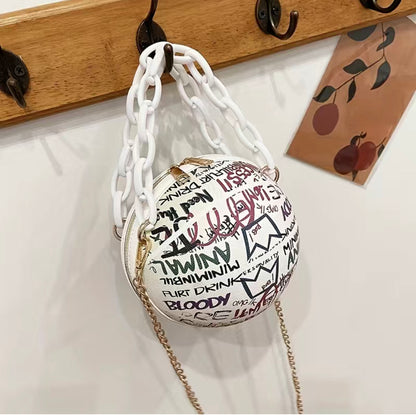 White Graffiti Basketball Bag