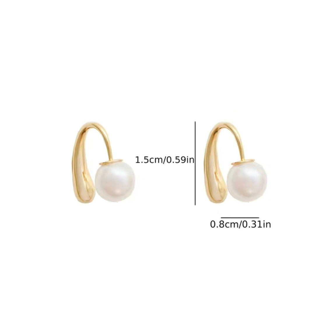 Golden Droplet Faux Pearl Earrings