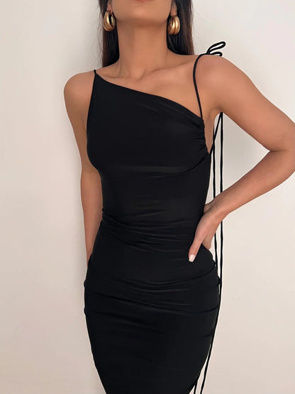 Uneven Backless Maxi Dress