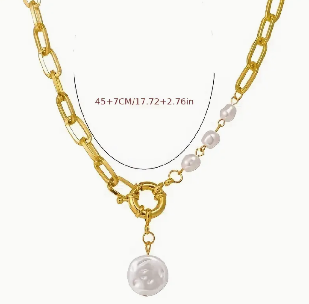 Faux Pearl Link Chain