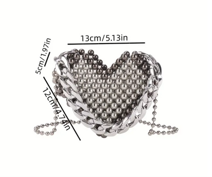 Silver Heart Chain Bag