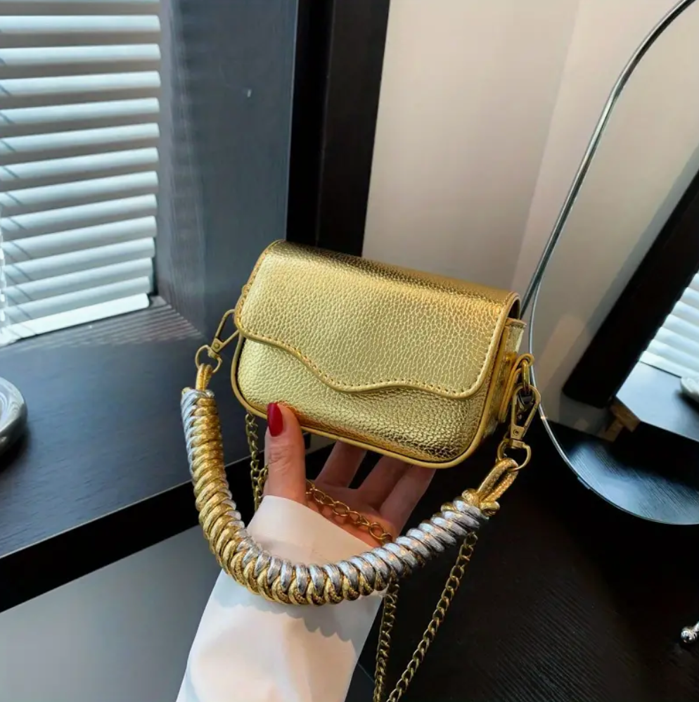 Gold Woven Handle Bag