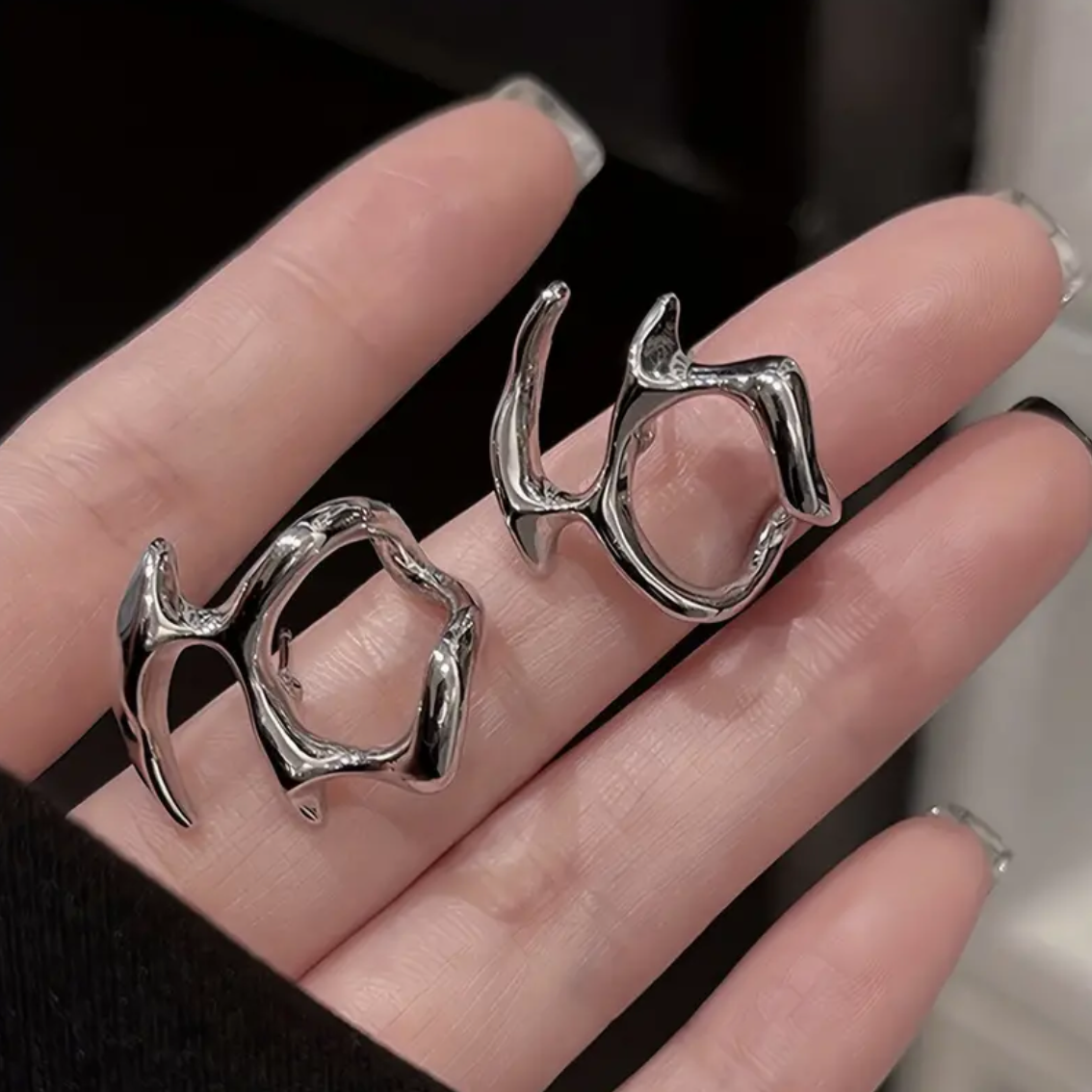 Unique Shape Silvery Earrings