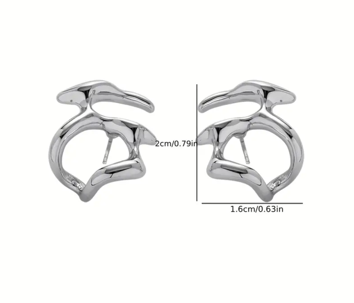 Unique Shape Silvery Earrings