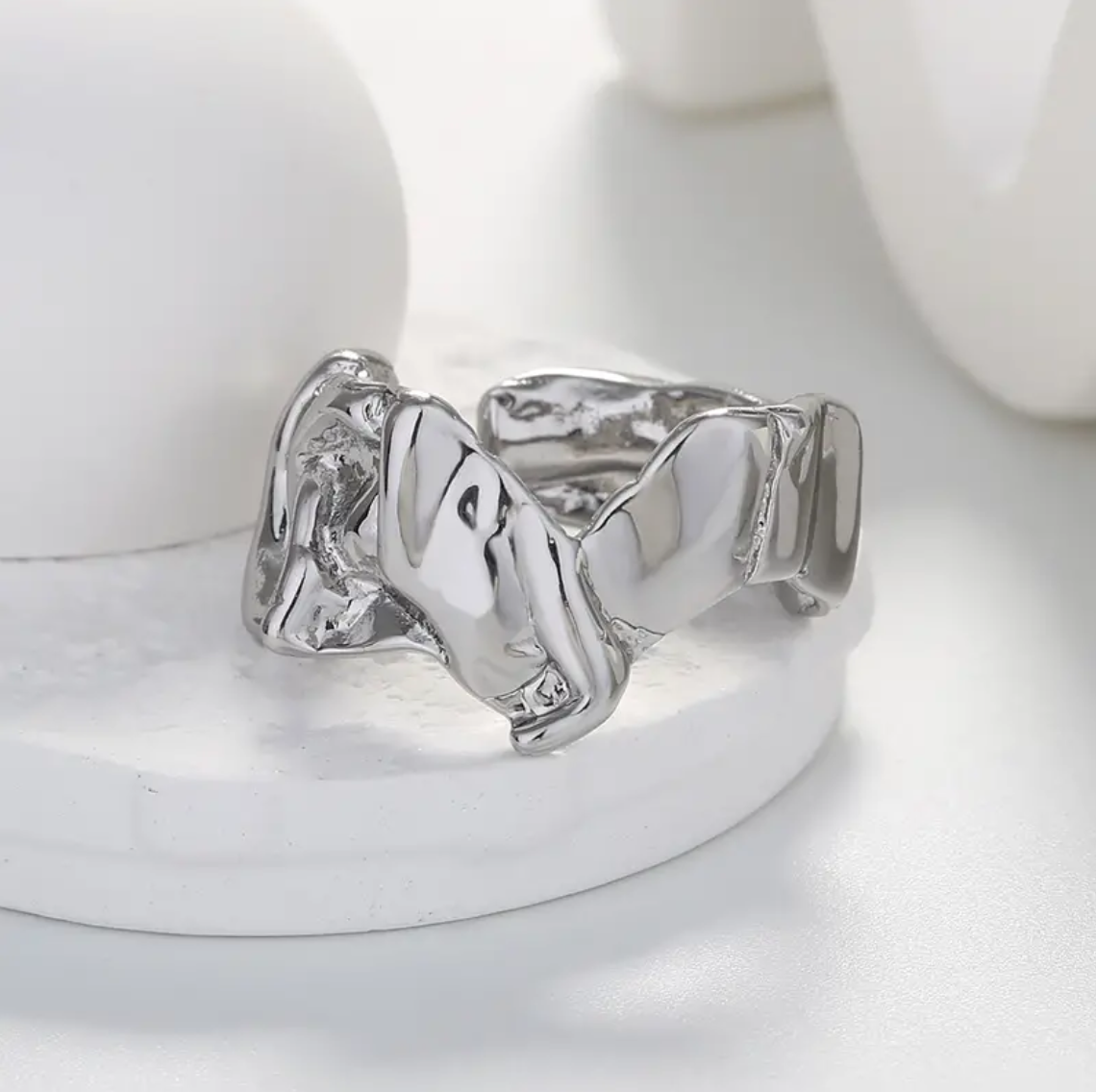 Silvery Lava Ring