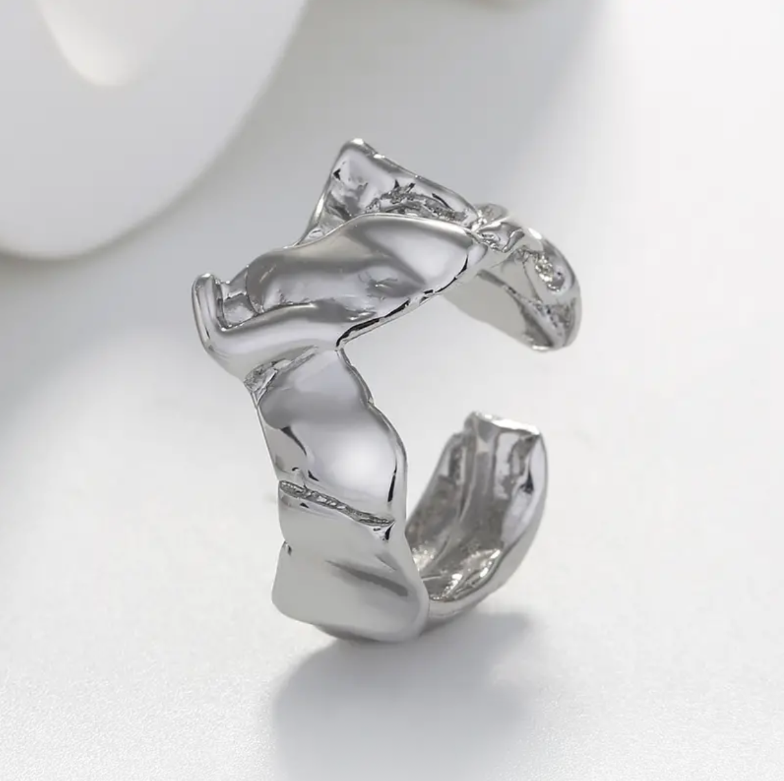 Silvery Lava Ring