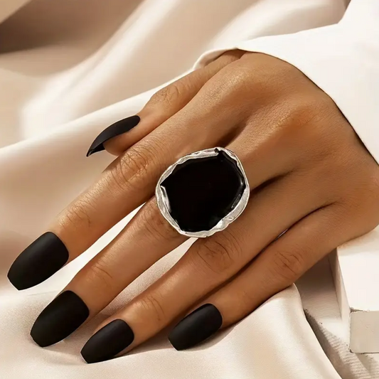 Silvery Black Ring