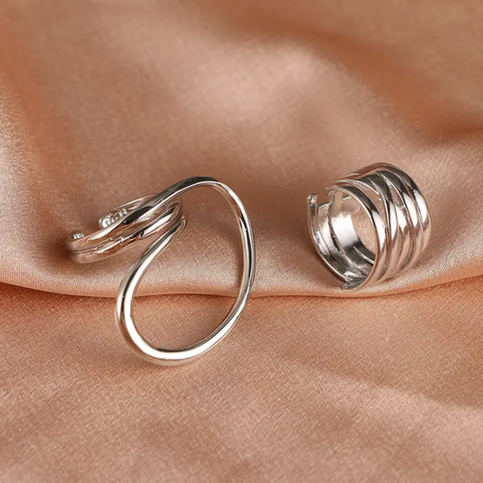 Silvery Geo Two Piece Ring