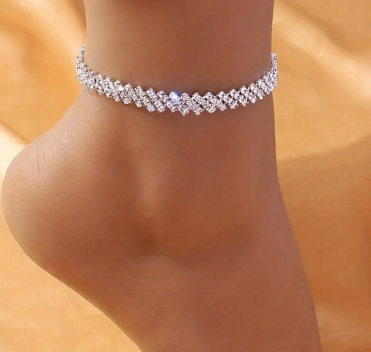 Rhinestone Tennis Chain Anklet