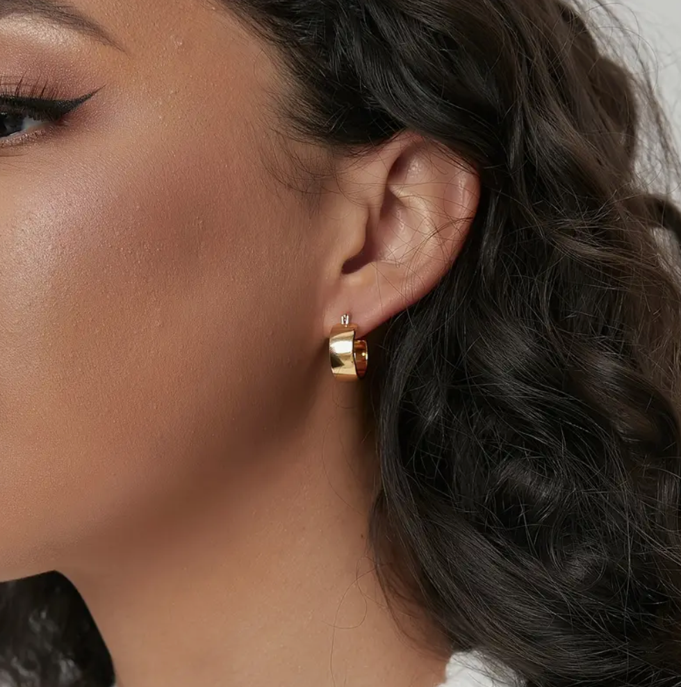 Chunky Mini Golden Hoop Earrings