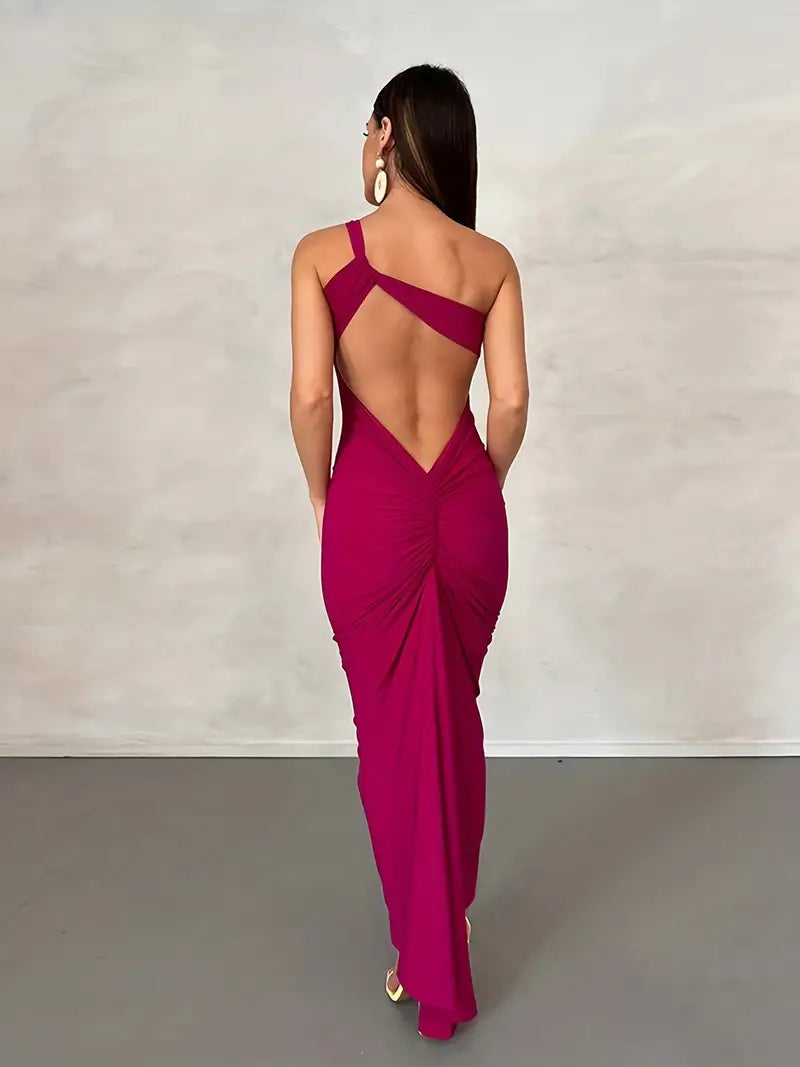 Asymmetrical Fuchsia Dress