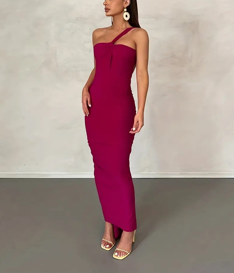 Asymmetrical Fuchsia Dress