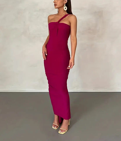 Asymmetrical Fuchsia Dress