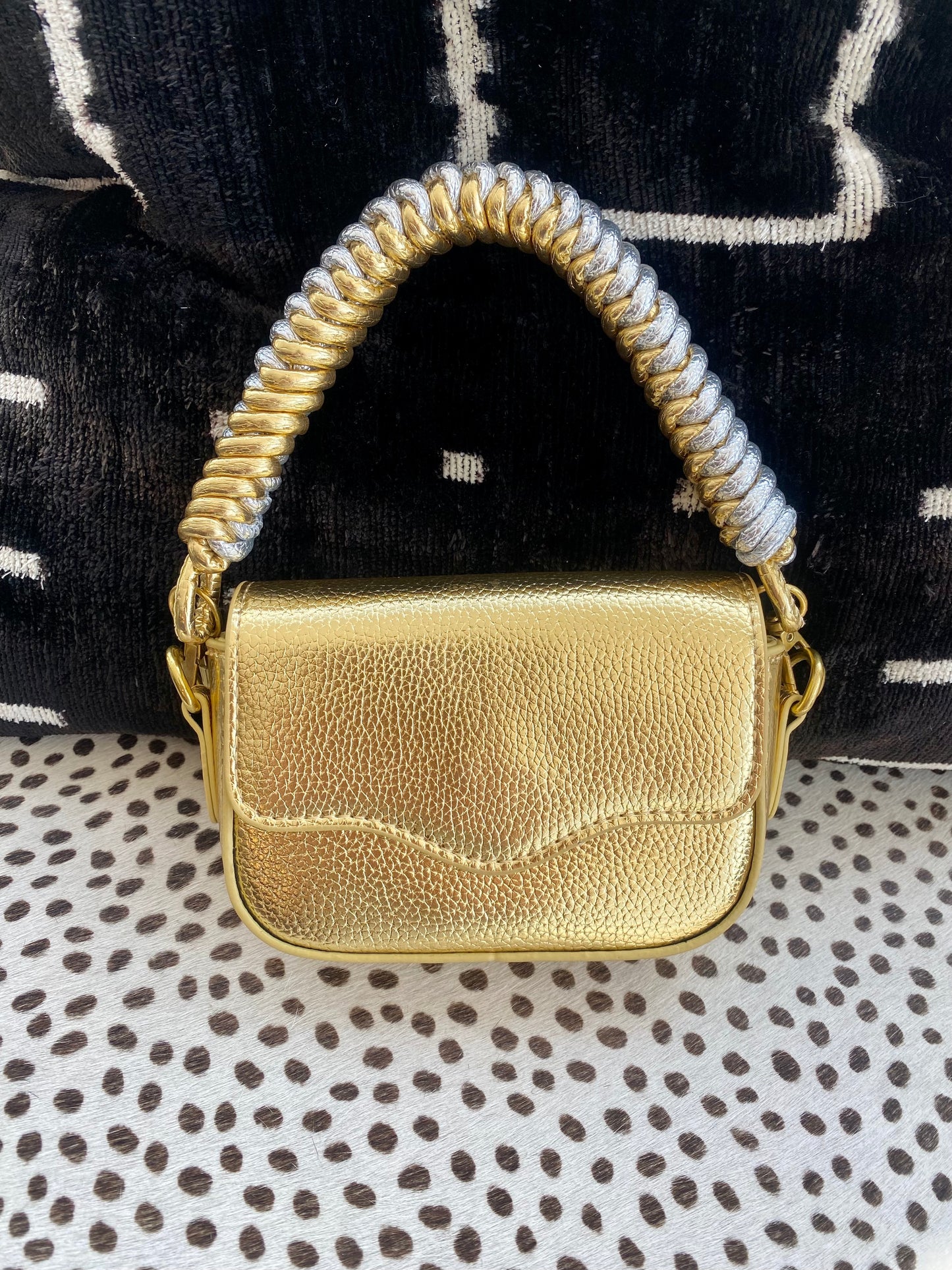 Gold Woven Handle Bag