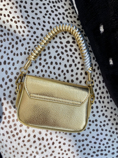 Gold Woven Handle Bag