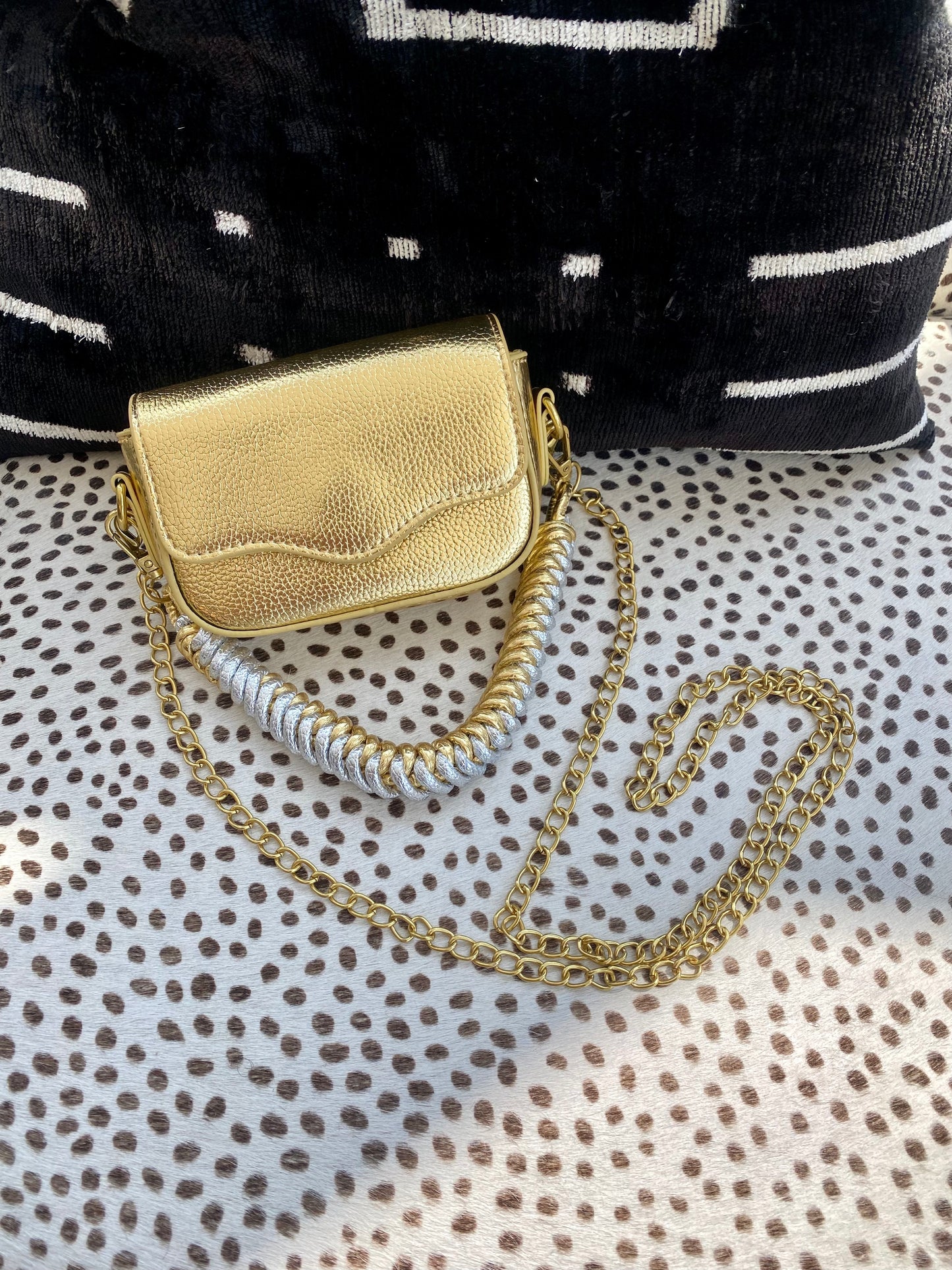 Gold Woven Handle Bag