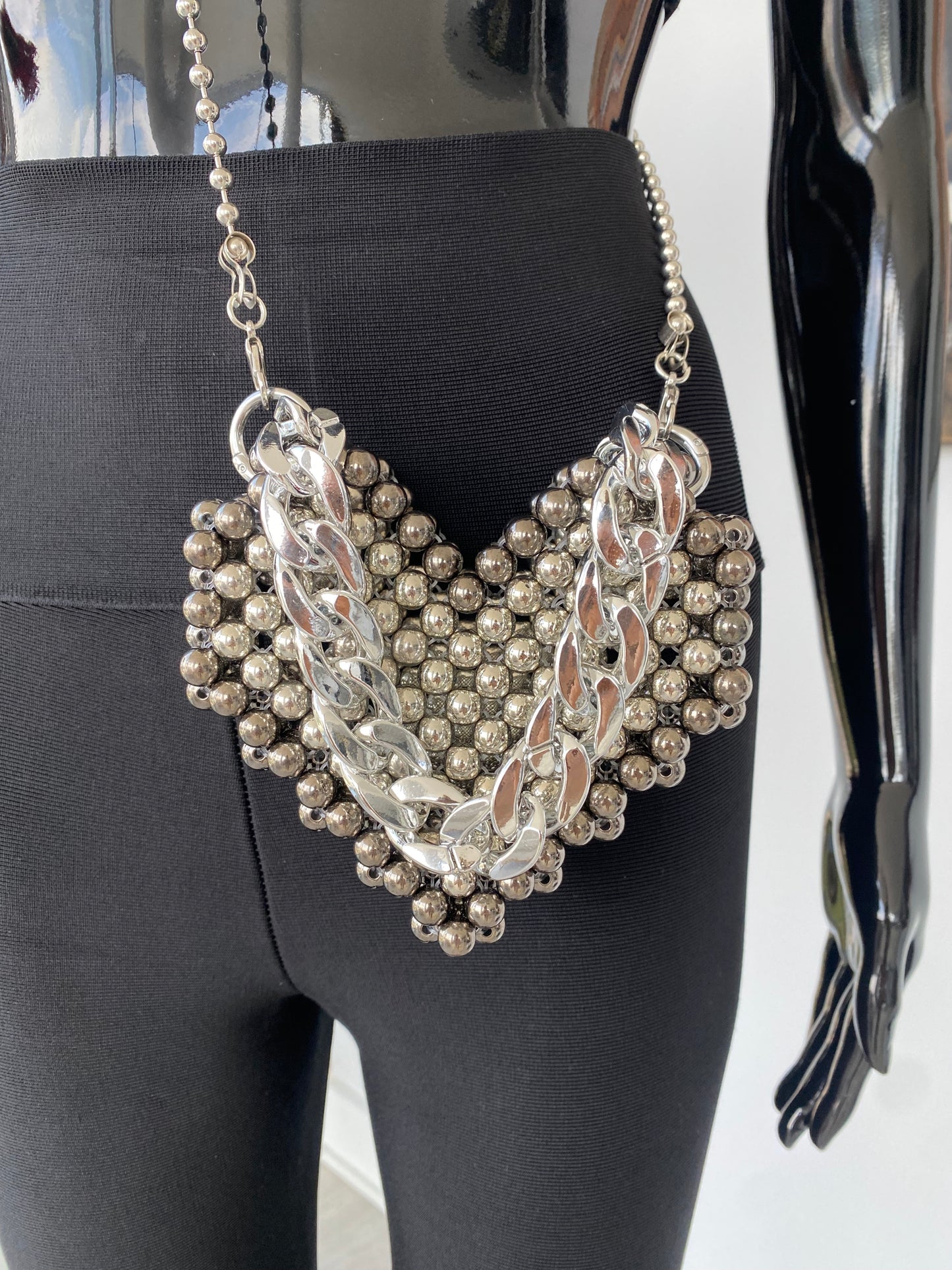 Silver Heart Chain Bag