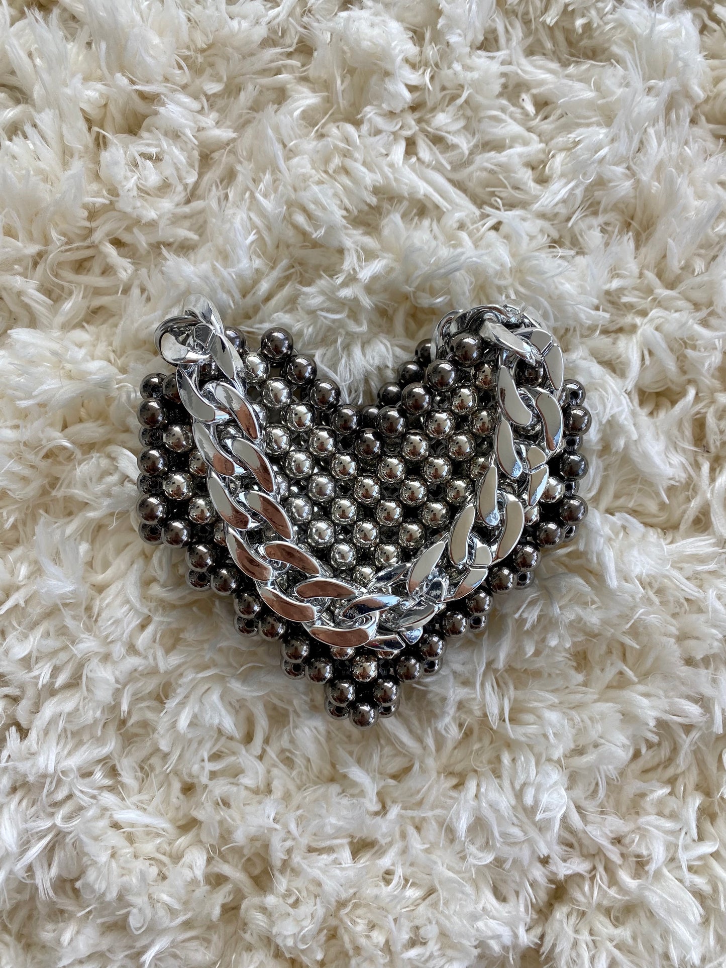 Silver Heart Chain Bag