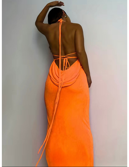 Tangerine backless dress